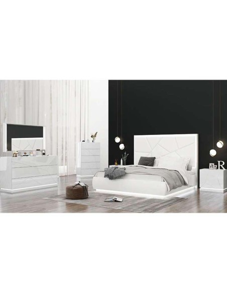 17230bl-candy lit bois laque blanc h cm avec sommier lattes