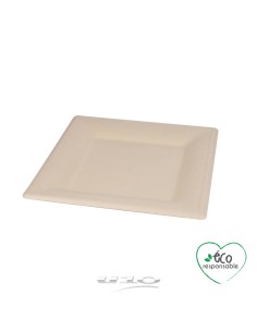 6vae030nt - set de 12 plateaux carres en canne a sucre 25cm naturel