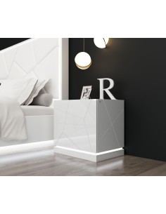 17233bl+17235bl -candy commode 6 tiroirs laque blanc + miroir