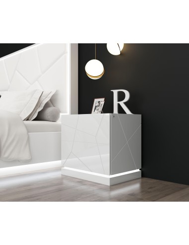 17233bl+17235bl -candy commode 6 tiroirs laque blanc + miroir