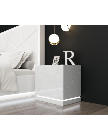 17233bl+17235bl -candy commode 6 tiroirs laque blanc + miroir