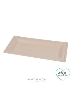 6vae032nt-set de 12 plateaux rectangles en canne a sucre 26cm naturel