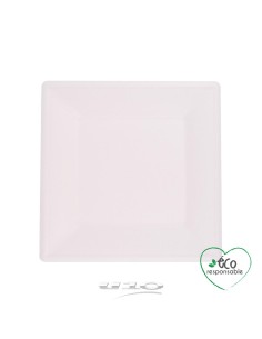 6vae028bc - set de 12 assiettes carrees en canne a sucre 15cm blanc