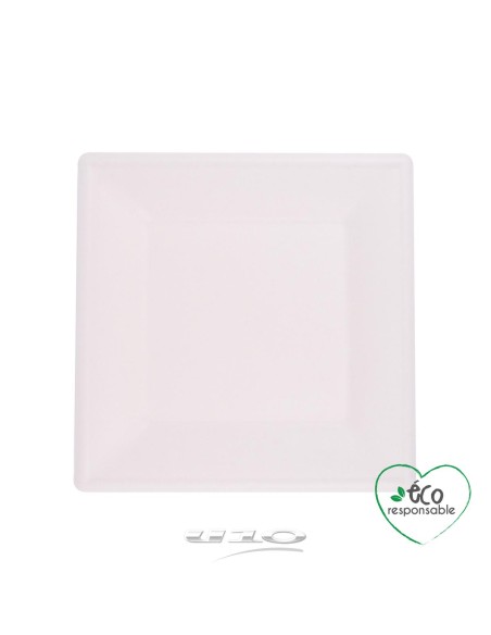 6vae028bc - set de 12 assiettes carrees en canne a sucre 15cm blanc