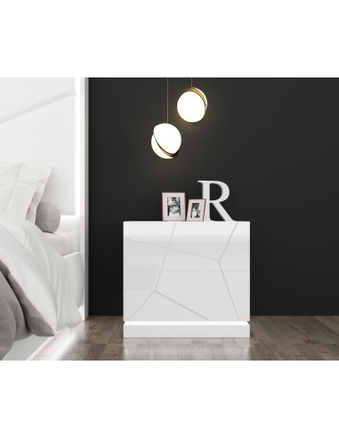 17234bl-candy chiffonier 5 tiroirs laque blanc 65 x 45x114,2