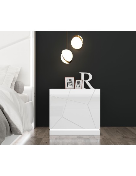 17234bl-candy chiffonier 5 tiroirs laque blanc 65 x 45x114,2