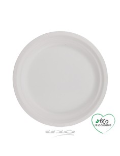 6vae027bc - set de 12 assiettes rondes en canne a sucre d22cm blanc