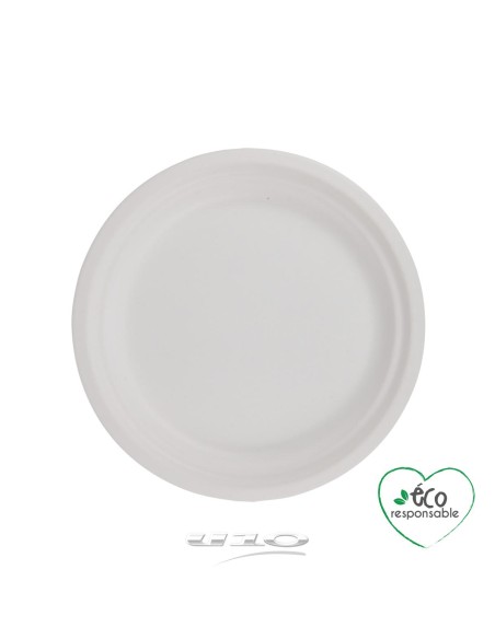 6vae026bc - set de 12 assiettes rondes en canne a sucre d18cm blanc