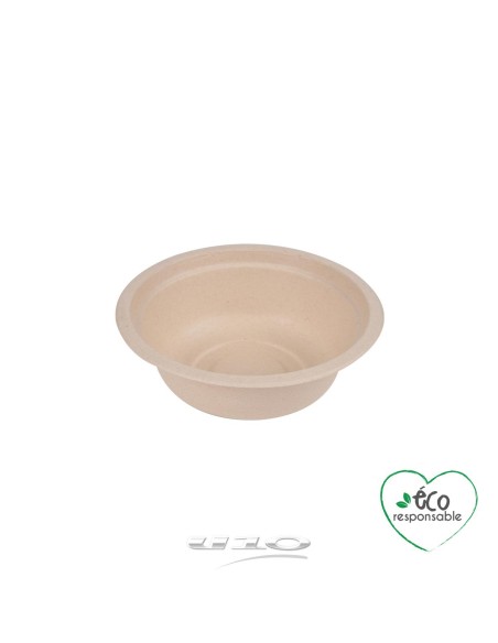 set de 12 bols ronds en canne a sucre 350ml naturel