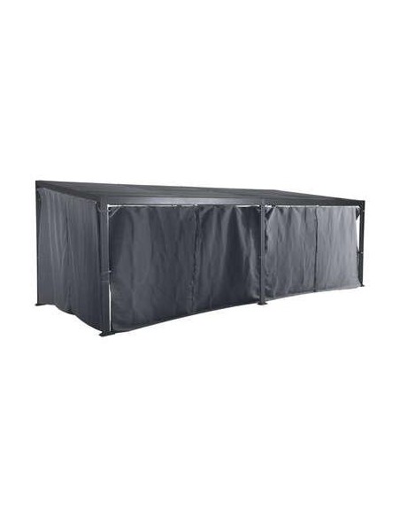 rideaux pour tonnelle avila 7.2x3m ardoise - 8 pieces