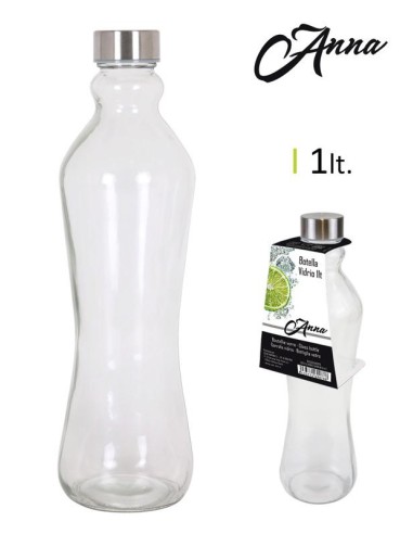 be03030469078 - bouteille verre 1l 9x31.5cm anna