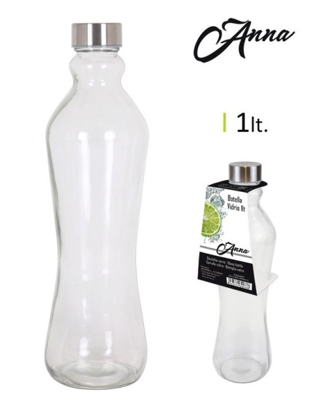 be03030469078 - bouteille verre 1l 9x31.5cm anna