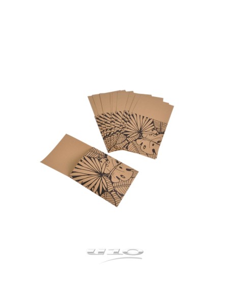 set de 12 range couverts kraft avec imprime noir 9,5*19cm fresh green