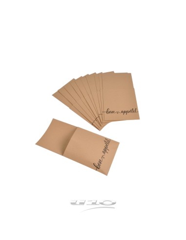 set de 12 range couverts kraft avec imprime noir 9,5*19cm vintage lunch