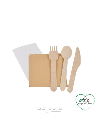 6vae025 - set de 6 sets individuels de couverts bois cuillere+couteau+fourchette