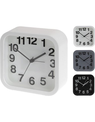 837165290-reveil carré 13x5x13cm, 3ass