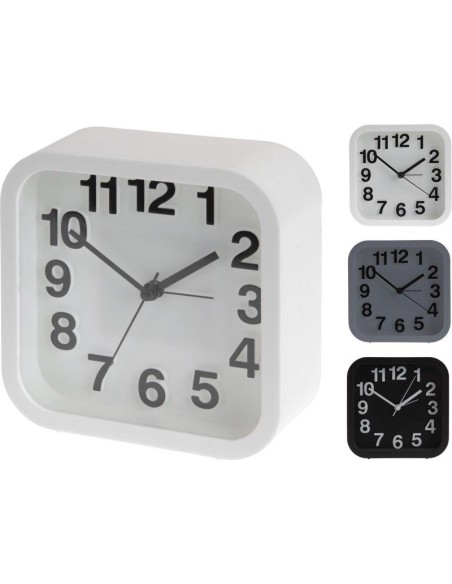 837165290-reveil carré 13x5x13cm, 3ass