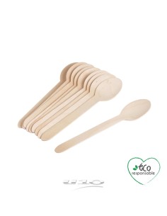 6vae024 - set de 12 cuilleres en bois h16cm
