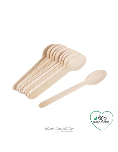 6vae024 - set de 12 cuilleres en bois h16cm