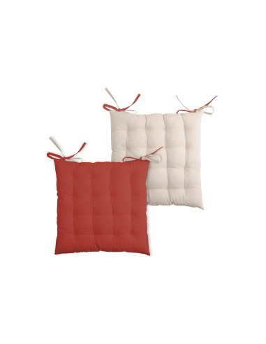 cu1490231gal - galette de chaise duo terracotta/lin 40x40 - terracotta/lin