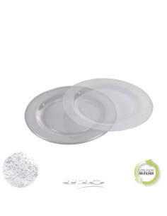 6asj110ag - set de 6 assiettes en plastique reutilisable d23cm paillete argent