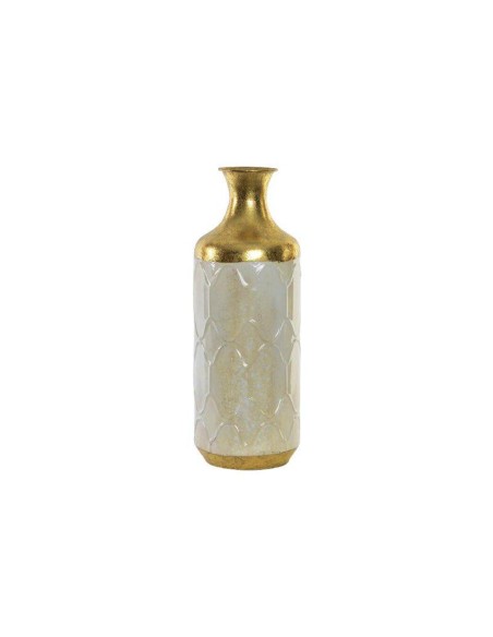 jr-180307-vase métal 16,5x16,5x46 blanc