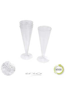 6goj049ag - set de 6 flutes a champagne en plastique reutilisable 12cl -paillete