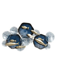 dp-181017-décoration murale métal 122x10x70 poissons bleu