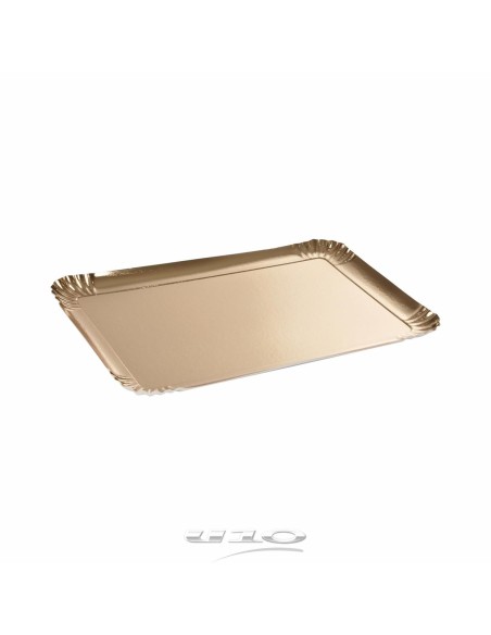6vaj100or - set de 3 plateaux rectangle 28*42cm or