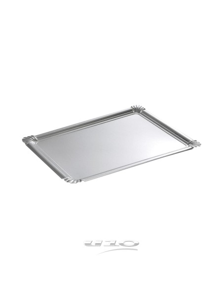 6asj044ag - set de 5 plateaux rectangle 23*33cm argent