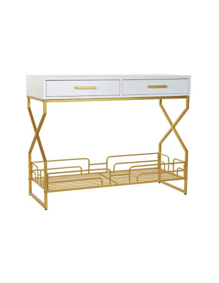 mb-183494-console bois métal 100x38x80 blanc