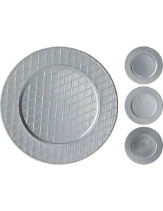 akx100570-plate matt 33cm silver 3ass