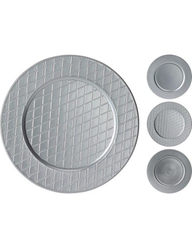 akx100570-plate matt 33cm silver 3ass