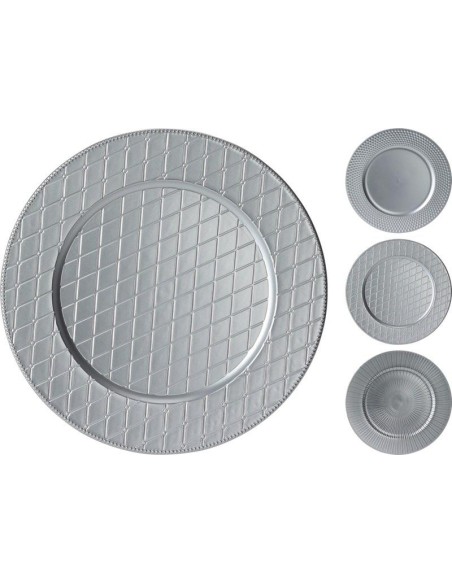 akx100570-plate matt 33cm silver 3ass