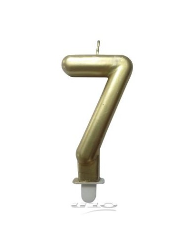 6bga087or - bougie anniversaire chiffre 7 avec support plastique h8.8cm or