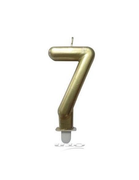 6bga087or - bougie anniversaire chiffre 7 avec support plastique h8.8cm or