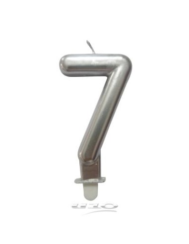 6bga087ag - bougie anniversaire chiffre 7 avec support plastique h8.8cm argent