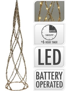 amz102070-cone 30led 60cm gold tinsel