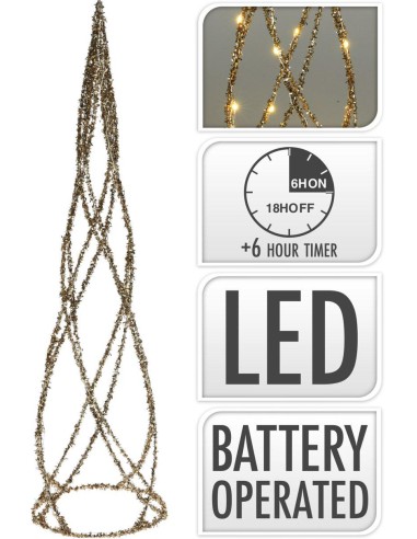 amz102070-cone 30led 60cm gold tinsel