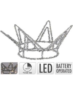 amz102340-crown 20led 12cm silver tinsel