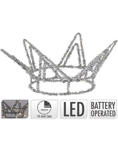 amz102340-crown 20led 12cm silver tinsel