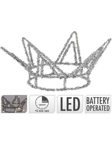 amz102340-crown 20led 12cm silver tinsel
