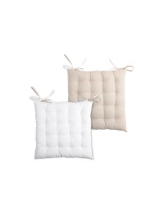 cu1490071gal - galette de chaise duo ecru/lin 40x40 - ecru/lin