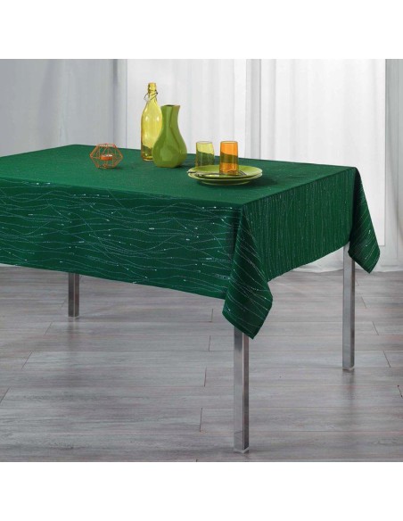 1722229-nappe rectangle 140 x 300 cm polyester applique filiane emeraude