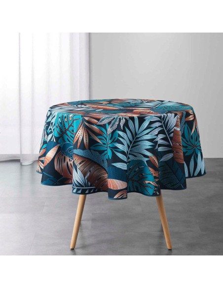 nappe ronde (0) 180 cm polyester imprime alianor bleu