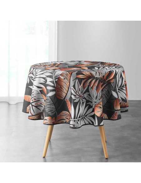 nappe ronde (0) 180 cm polyester imprime alianor anthracite