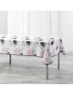 nappe rectangle 150 x 240 cm polyester imprime coquetterie rose