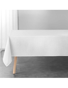 1722874-nappe rectangle 140 x 240 cm polyester uni+fils metallises silvery blanc