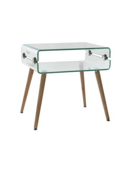 mb-175476 - table de chevet verre h tre 57x40x55 10 mm.