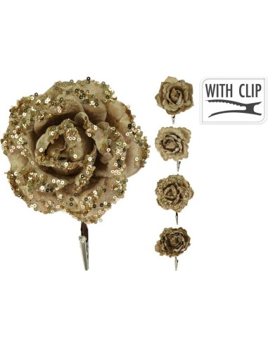 dh8055000-flower glitter on clip gold